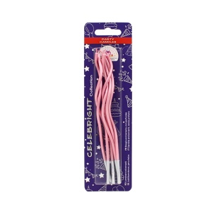 Set 6 lumânări pentru tort, curbate, roz, Celebright, 15.5 cm