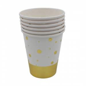 Set 6 pahare 260 ml alb-auriu