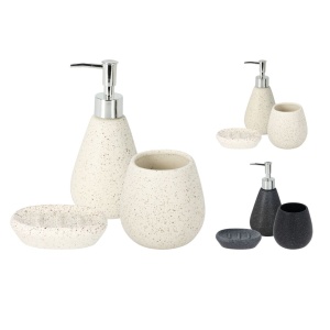 Set accesorii de baie 3 piese, din ceramică, culoare negru, design modern