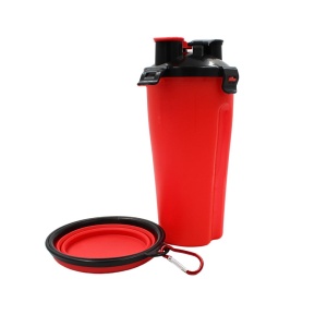 Set hrană animale Koopman, pentru apă și mâncare, compartimente duble 440 ml, Dogs Collection, fără BPA, FSC, roșu cu negru
