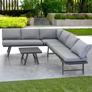 Set mobilier de grădină gri, modular, Jumi, cu 2 canapele și măsuță de cafea