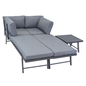 Set mobilier de grădina gri, modular, Jumi, cu 2 canapele și măsuță de cafea