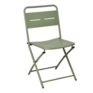 Set mobilier pliabil pentru balcon, masă pătrată 60×60 cm și 2 scaune metalice verzi, design modern, compact