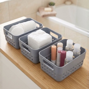 Set of 3 storage baskets, 350 ml, Storage Solutions, 12 x 7 x 5 cm, grey