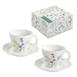 Set porțelan 2 cești și farfurii 120ml Mille Fleurs - Img 2