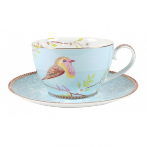 Set porțelan cească și farfurioară, Pip Studio, colecția Early Bird, bleu, 280 ml