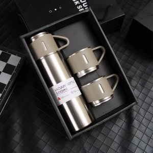 Set termos cu 3 căni – 500 ml, ideal pentru călătorii și cadouri, bej