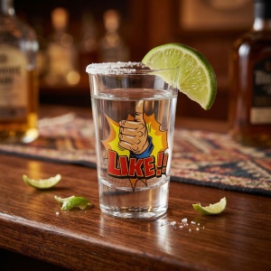 Shot glass, 7 cm, with the message "Like!"