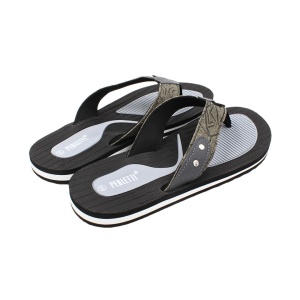 Șlapi flip-flop bărbați, Perletti, negru cu gri