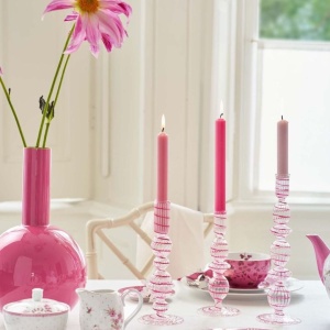 Suport din sticlă, Pip Studio, Swirl Pink, 20 cm, colecția Jolie