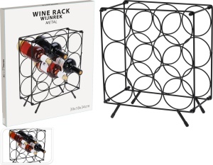 Suport metalic vertical pentru sticle de vin, 9 sticle, 39x18x34 cm