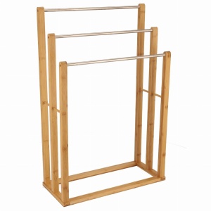 Suport pentru prosoape cu trei rânduri, maro și argintiu, 83,5x55x24 cm