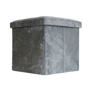 Taburet cu spațiu depozitare 38x38x38 cm catifea gri
