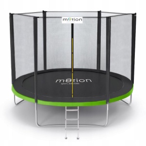 Trambulină de grădină Jumi, MOTION, 240 cm, cu plasă de protecție și scară, culoare verde