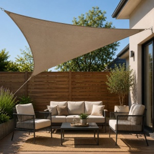 Triangular shade sail 3x3x3 m, taupe, with UPF 50+ sun protection