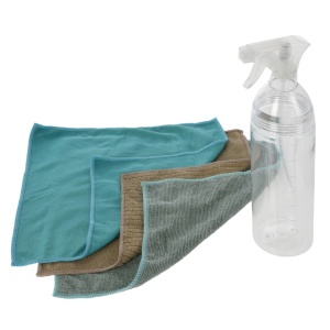 Set Ultra Clean recipient cu pulverizator și 3 lavete din microfibră, 30X30cm, 750 ml