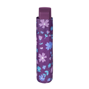 Umbrelă damă MINI manuală Perletti violet cu flori
