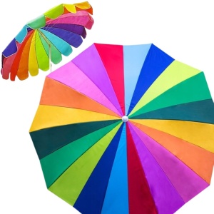Umbrelă de plajă multicoloră, Jumi, model curcubeu, rezistentă UV, 220 cm