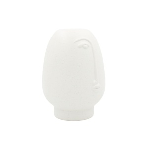 Vază decorativă, ceramică, culoarea alb mat, design abstract față umană, 17x12 cm, Arti Casa