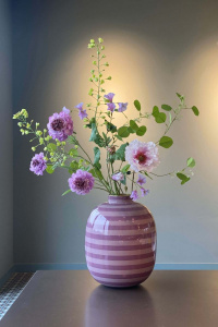 Vază decorativă din metal, dungi Lilac, 32cm, colecția Lily & Lotus, Pip Studio