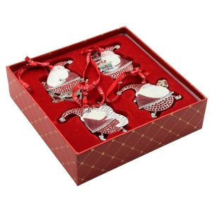 Set cadou Bailey & Brooke, 4 decorațiuni metalice cu Moș Crăciun