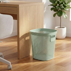 12.5 L waste bin, recycled plastic, perforated design, green
