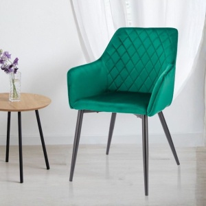 APIS green velvet upholstered chair with metal legs – modern design, comfortable, Jumi brand