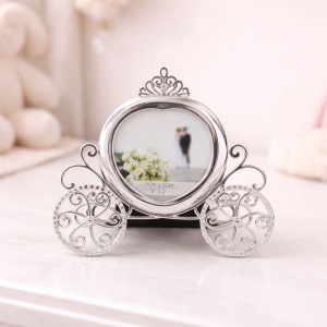 AZAY Elegant Carriage Photo Frame with Crystals, 5x5 cm, Family/Couple Photo Frame, Gift Box Included