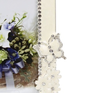 Ramă Foto AZAY Florală cu Cristale, 10x15 cm, Ramă Foto Elegantă Decorativă, Cadou Nuntă / Casă Nouă, Cutie Cadou Inclusă
