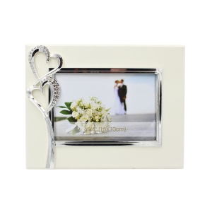 Ramă Foto AZAY cu Inimi și Cristale, 15x10 cm, Ramă Foto Romantică pentru Cuplu, Cadou Nuntă / Aniversare, Cutie Cadou Inclusă
