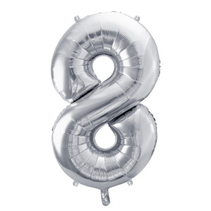 Balon cifra 8, argintiu, 35 cm