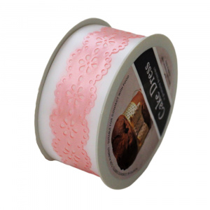 Bandă decorativă Cake Dress pentru torturi și prăjituri, 4.5cm x 15m, model dantelat, Splendor roz