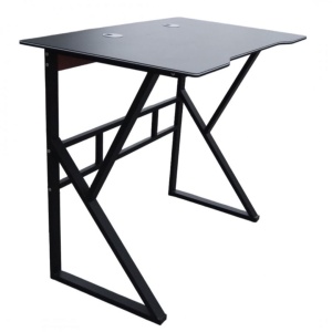 Birou Gaming, cadru metalic, blat neted cu orificii pentru cabluri, culoarea negru, 100x60 cm, eCarla, STL20CZ