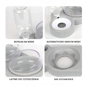 Bol automat 2 în 1 pentru câini și pisici, cu dozator apă, 38 cm, eCarla, KOT30