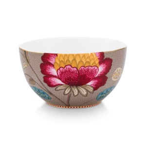 Bol din porțelan, Pip Studio, Khaki, 15 cm, colecția Blooming Tales