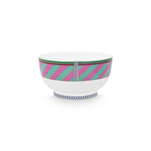 Bol din porțelan, Pip Studio, Stripes Pink-Green, 20.5cm, colecția Pip Chique
