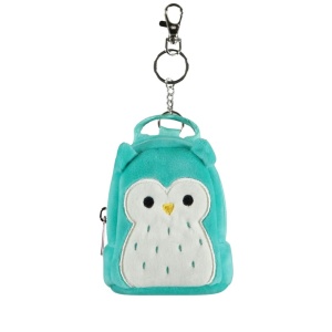 Breloc mini-rucsac, Squishmallows, bufnița Winston, turcoaz pastel, 11x9x5 cm, brand Difuzed