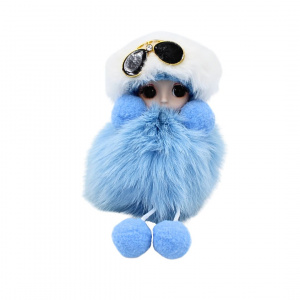 Breloc puf bleu model bebeluș cu ochelari