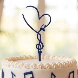 Cake Topper pentru tort model Cheia Sol cu inimioară
