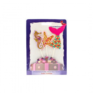 Cake Topper pentru tort, model sirenă, căluț de mare și stea de mare
