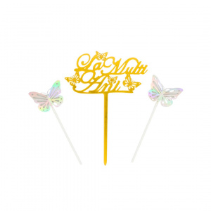Cake Topper tort La Mulți Ani cu fluturași - Img 1