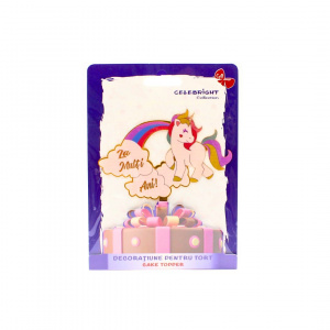 Cake Topper tort La Mulți Ani unicorn fericit - Img 2