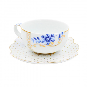 Cană espresso cu farfurioară, colecția Royal White, 125ml, Pip Studio