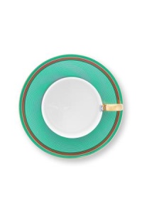 Cană espresso cu farfurioară, Pip Studio, 220 ml, colecția Pip Chique, Stripes Pink-Green