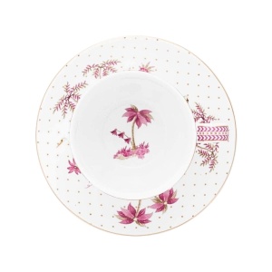 Cană espresso cu farfurioară, Pip Studio, Dots Gold Pink, 280 ml, colecția Jolie