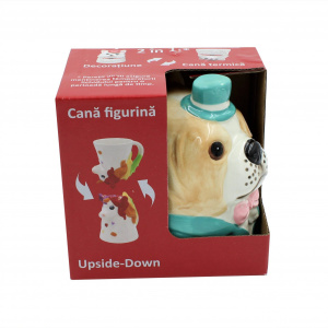 Cană figurină upside-down "Cățel cu pălărie bleu" - Img 2