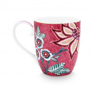 Cană porțelan, Pip Studio, XL 450ml, colecția Flower Festival, ciclam