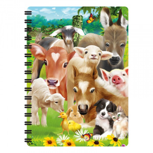 Carnețel zoo cu spirală 3D "LiveLife - Baby farm animals"