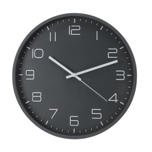 Ceas de perete antracit cu cifre albe 3D, 30 cm, design modern