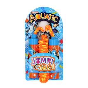 Coardă de sărit, pentru copii, aquatic – portocalie, 2m, cu mânere colorate